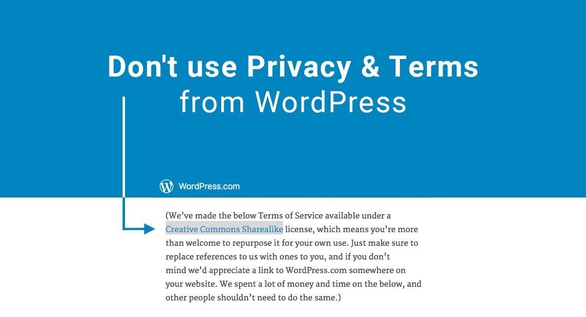 不要使用WordPress的隐私和术语