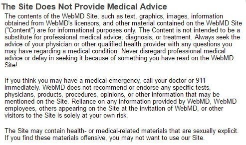 WebMD医疗免责声明条款和条件