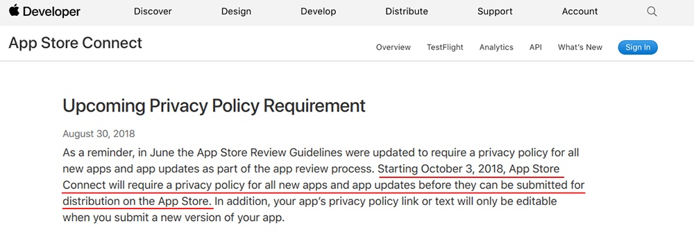 Apple Developer App Store Connect:即将到来的隐私政策要求提醒