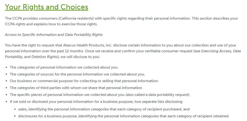 给CA居民的CBDMedic隐私通知:您的权利和选择条款摘录＂decoding=
