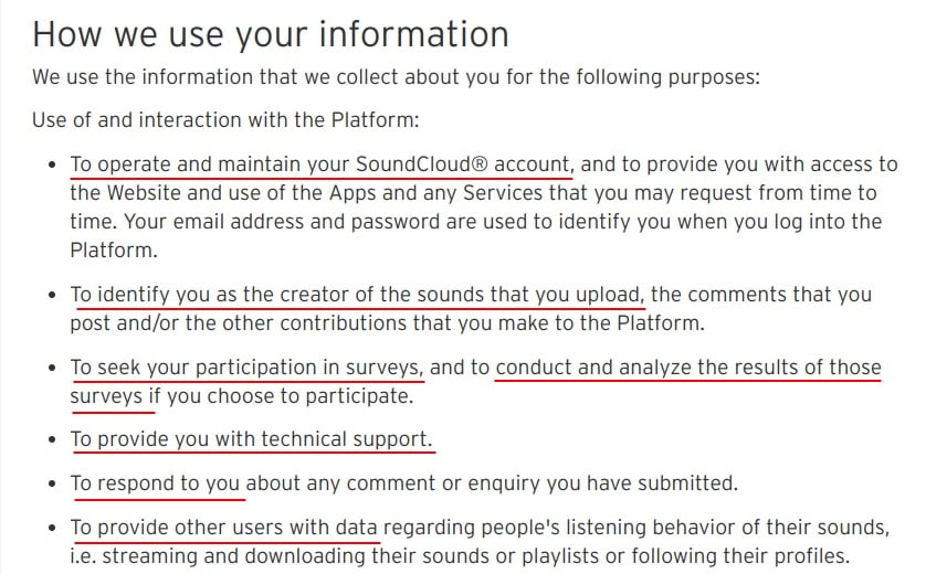 SoundCloud隐私政策：突出显示如何使用您的信息条款