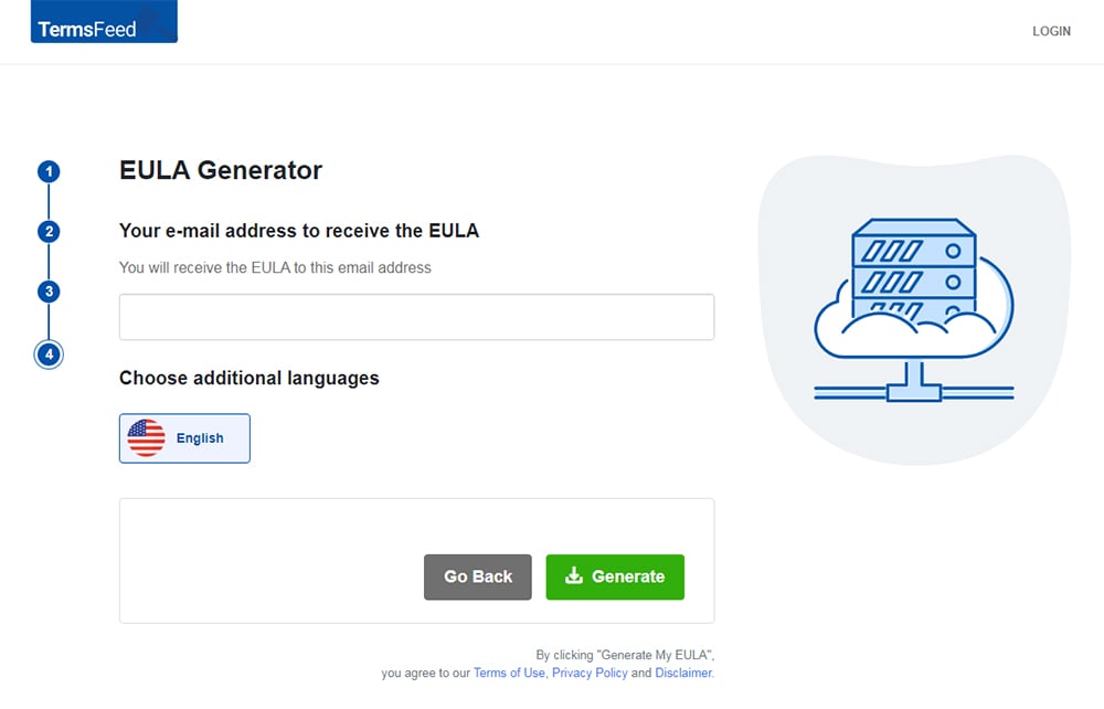 必威手机精装版TermsFeed EULA生成器:输入您的电子邮件地址-步骤4＂decoding=