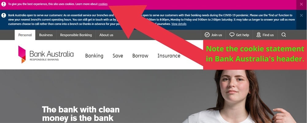 银行澳大利亚网站标题与cookie声明