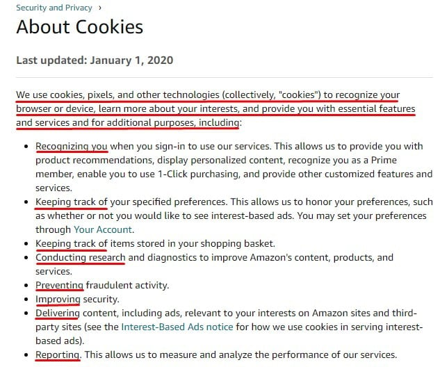 亚马逊Cookie注意事项：我们如何使用cookies条款摘录“decoding=