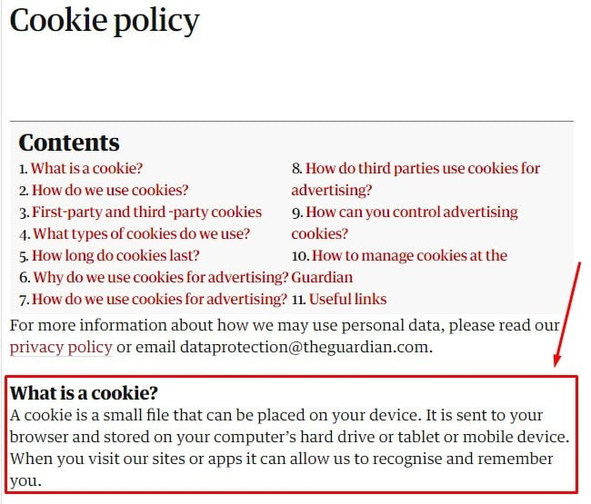 Guardian Cookie策略：突出显示的Cookie条款是什么“decoding=