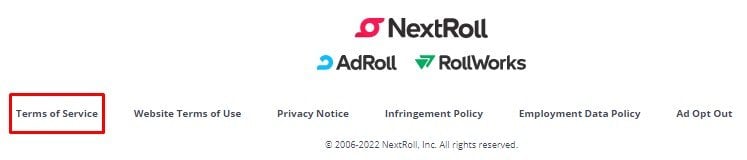 Nextroll网站页脚与服务链接突出显示“decoding=